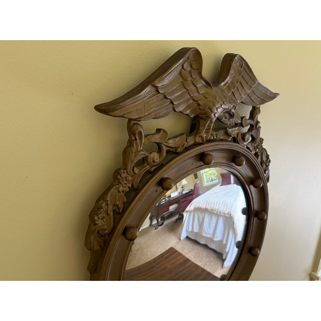 American Federal Style Giltwood Eagle Crest Convex Mirror, Mid-20th Century For Sale - Image 9 of 10