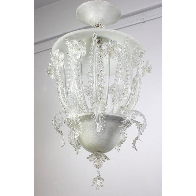 Art Deco Murano Glass Chandelier attributed to Ercole Barovier, 1930s For Sale - Image 3 of 17