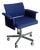 Blue Upholstered Swivel Office Chair With Metal Base Mid-Century Modern 1970s For Sale