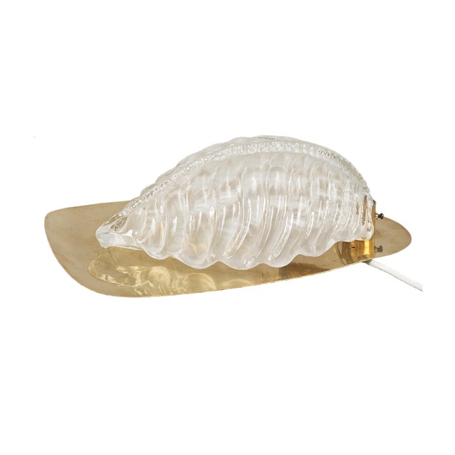 Sconce in Brass and Molded Glass by Fritz Kurz for Orrefors, 1960s For Sale