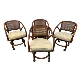 Mid 20th Century Set of Four Wicker and Rattan Dining Chairs by Clark Casual Furniture Inc For Sale