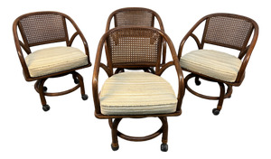 Mid 20th Century Set of Four Wicker and Rattan Dining Chairs by Clark Casual Furniture Inc