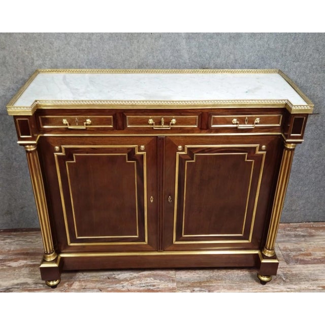 Parisian Buffet in Mahogany and Gilt Brass with Marble Top For Sale - Image 15 of 15