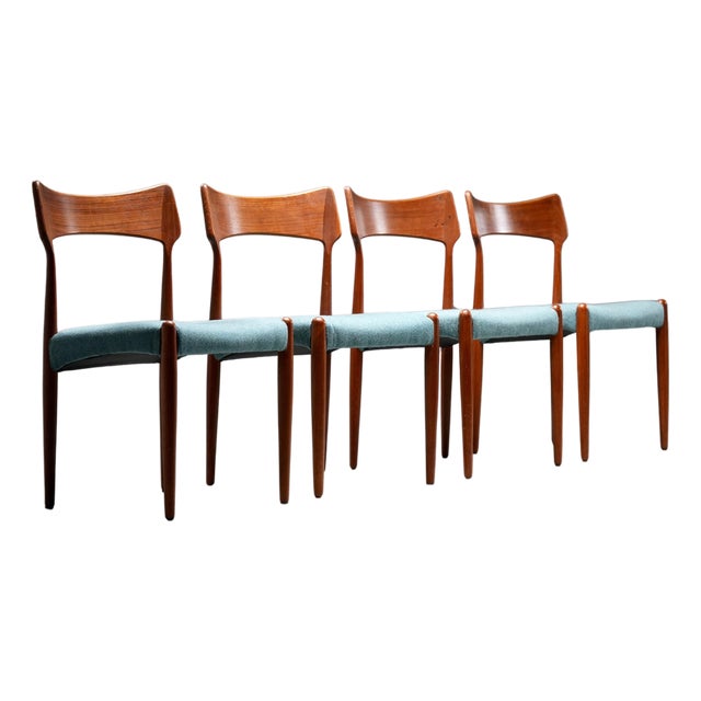 Vintage Teak Dining Chairs from C. Linneberg & B. Pedersen, 1970s, Set of 4 For Sale