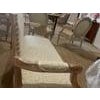 Mid 20th Century French Carved Natural Wood Settee with Modern Geometric Pattern Beige Upholstery For Sale - Image 9 of 18
