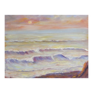 Mid 20th Century Seascape at Sunset Painting For Sale
