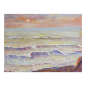 Mid 20th Century Seascape at Sunset Painting