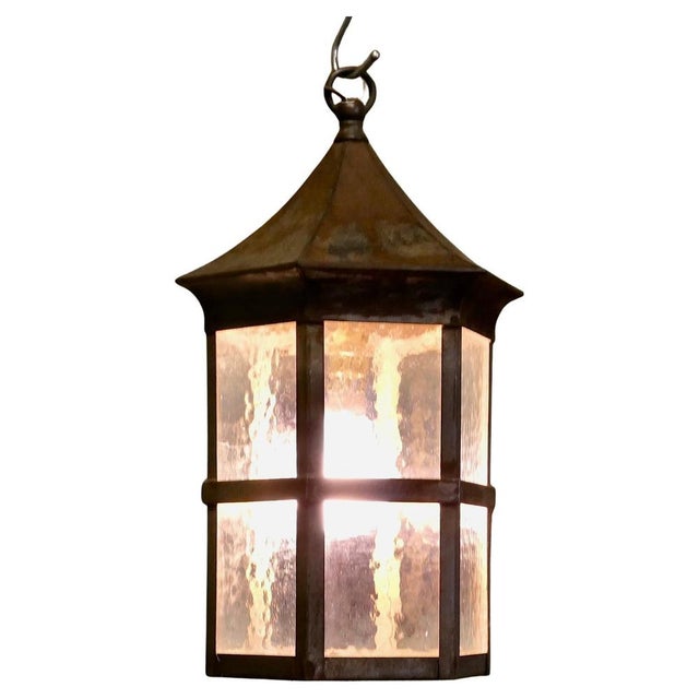 Metal Hanging Lantern in Iron For Sale - Image 7 of 7