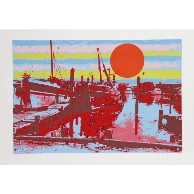 Freeport Fishing Boats, Max Epstein Screen Print For Sale