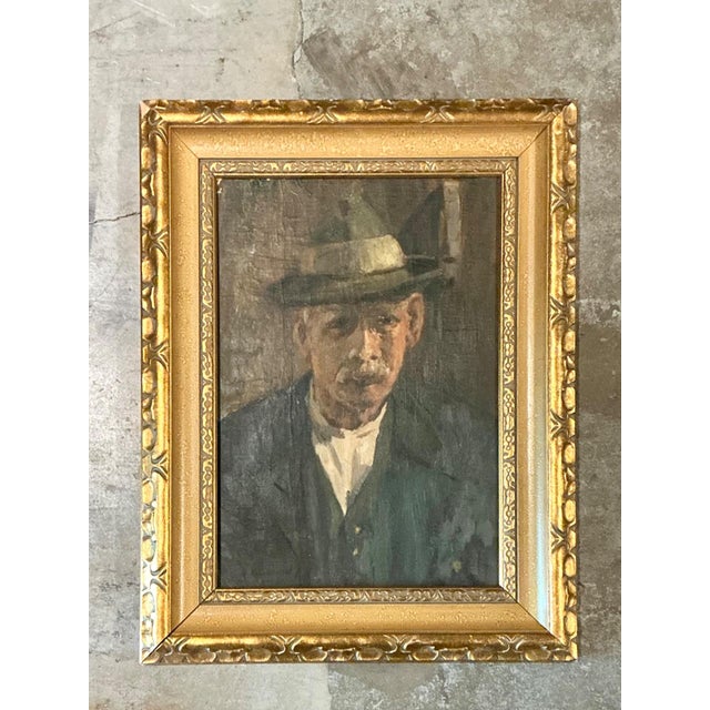 Vintage Framed Oil Portrait on Canvas For Sale - Image 10 of 13