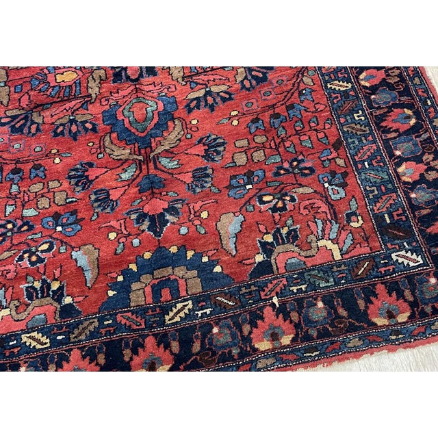 Navy Blue Antique 1910s Persian Lilihan Rug 5.7' X 6.8' (174cm X 207cm) For Sale - Image 8 of 9