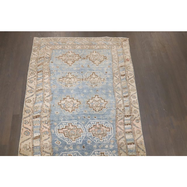 Antique Zabihi Collection Light Blue Persian Malayer Runner - 3'3" x 9' For Sale - Image 9 of 9