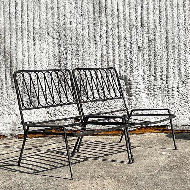 Mid-Century Modern Vintage Mid-Century Modern Salterini Ribbon Wrought Iron Chairs - Set of 2 For Sale - Image 3 of 6