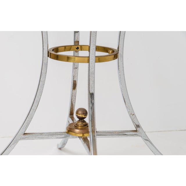 Chrome Round Accent Table in the Manner of Maison Jansen For Sale In West Palm - Image 6 of 8