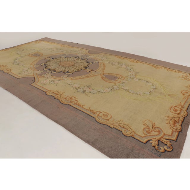 Traditional Oversized Antique Spanish Savonnerie Rug With Bold Floral Medallion - Rug & Kilim For Sale - Image 3 of 10