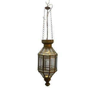 Brass and Glass Pendant Light, 1950s For Sale
