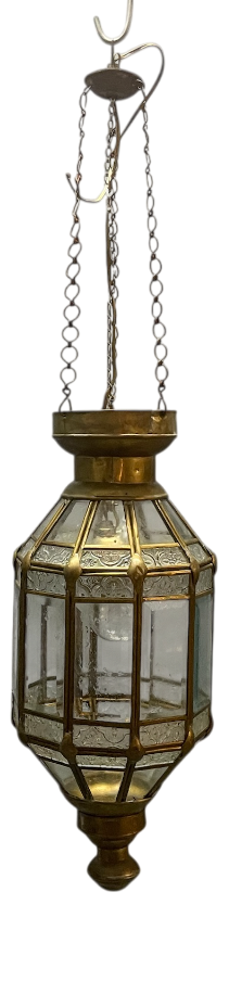 Brass and Glass Pendant Light, 1950s