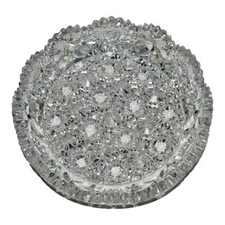 Antique American Brilliant Cut Crystal Shallow Bowl For Sale