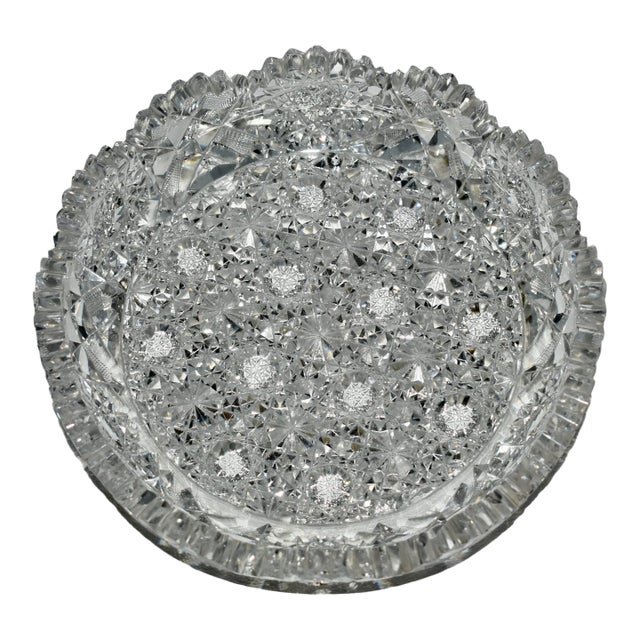 Antique American Brilliant Cut Crystal Shallow Bowl For Sale