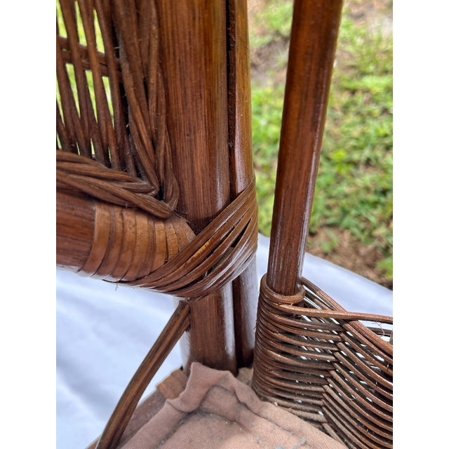 Vintage Mid-Century Bielecky Brothers, Rattan, and Wicker Wingback Lounge Chair For Sale - Image 12 of 15
