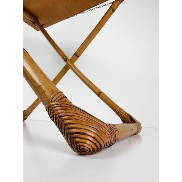 Italian Mid-Century Cane, Bamboo and Woven Rattan Tray Table with Glass Top, 1970s For Sale - Image 9 of 18