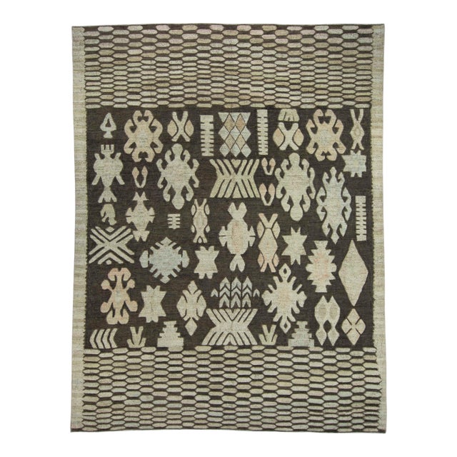 Turkish Kilim Oriental Handmade Flatweave 9'7" x 12'5" #18676 For Sale