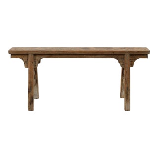 Early 20th Century Vintage Natural Wood Noodle Bench With Front Panel For Sale