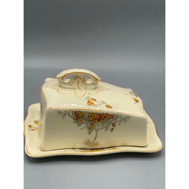 Ceramic Vintage Alfred Meakin Marigold Covered Butter Dish With Tray England For Sale - Image 7 of 8