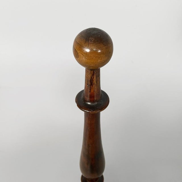 Italian Round Doorstop in Turned Wood, 1930s For Sale - Image 4 of 12