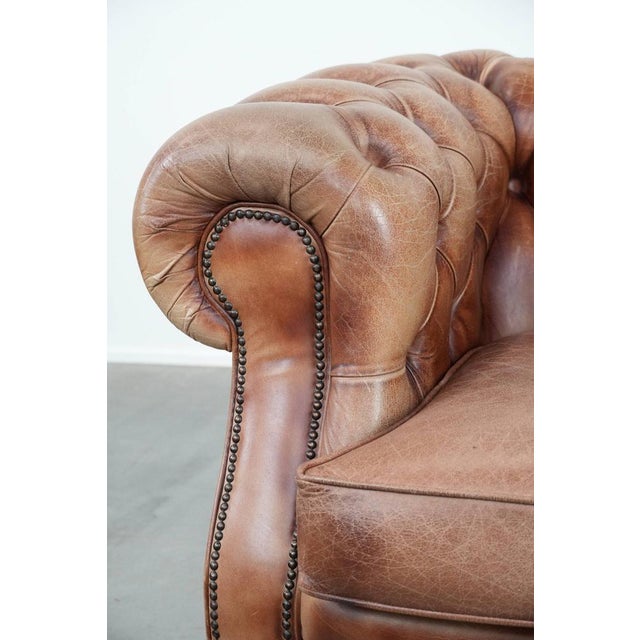 English-Style Chesterfield Club Chair in Cowhide Leather For Sale - Image 10 of 17