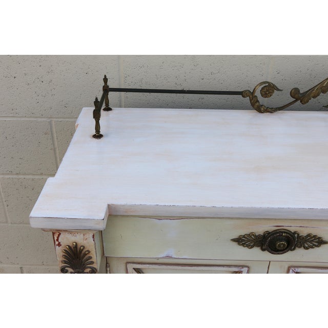 Vintage Karges Neoclassical Painted Sideboard With Brass Gallery Rail | Louis XVI Style, 1950s For Sale - Image 11 of 18