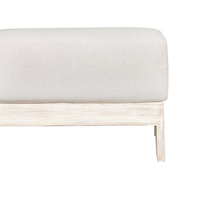 Wood Paradiso Outdoor Teak Natural Look Ottoman - Gray Fabric For Sale - Image 7 of 7