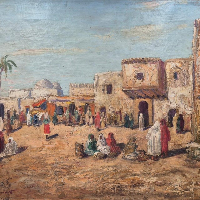 Mid 20th Century Mid 20th Century Original Orientalist Oil on Canvas Painting of Kairouan, Tunisia by F. Guinart - 20" X 16" For Sale - Image 5 of 9