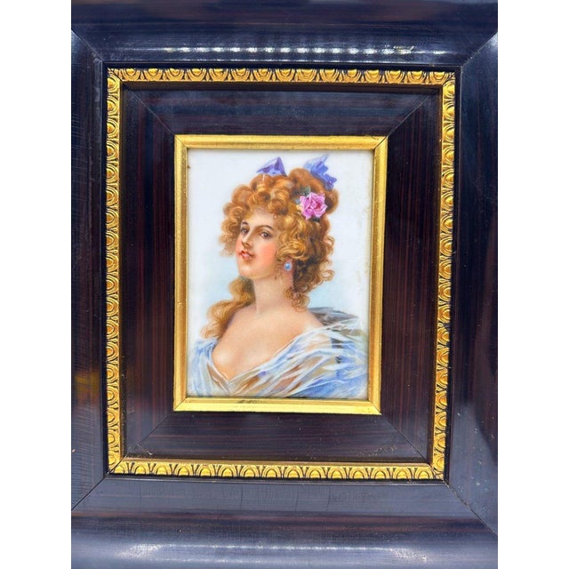Ceramic 19th Century Porcelain Plaque with Wooden Frame, 1800s For Sale - Image 7 of 10