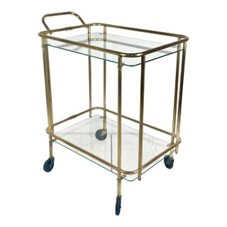 Vintage Art Deco Brass Bar Cart For Sale