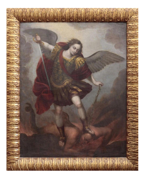 Spanish School Artist, Saint Michael the Archangel, Oil on Canvas, Framed