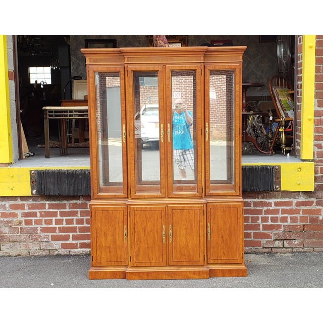 1990s Drexel Heritage Yorkshire Collection Yew Wood Dining Room China