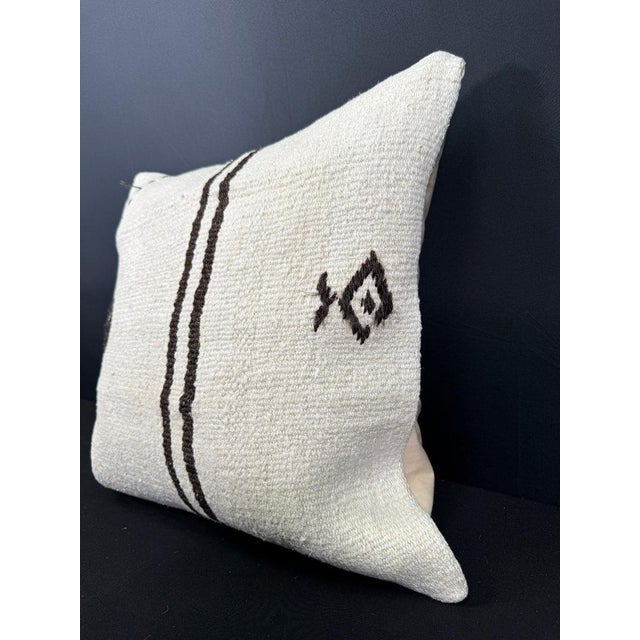 Contemporary Turkish Hemp Pillow Cushion Natural Beige Black Cushion Cover 20"x20" For Sale - Image 3 of 4