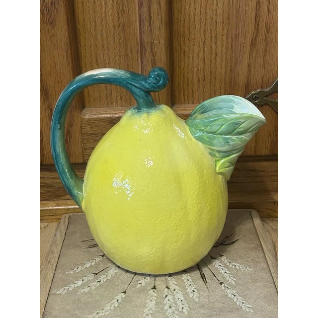 1980s Vintage the Haldon Group Figural Ceramic Lemon Fruit Pitcher For Sale - Image 5 of 6