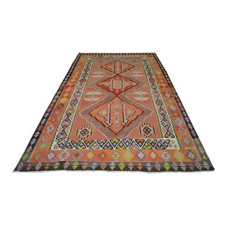 1960s Vintage Handmade Turkish Kilim Rug - 7′7″ X 13′1″ For Sale