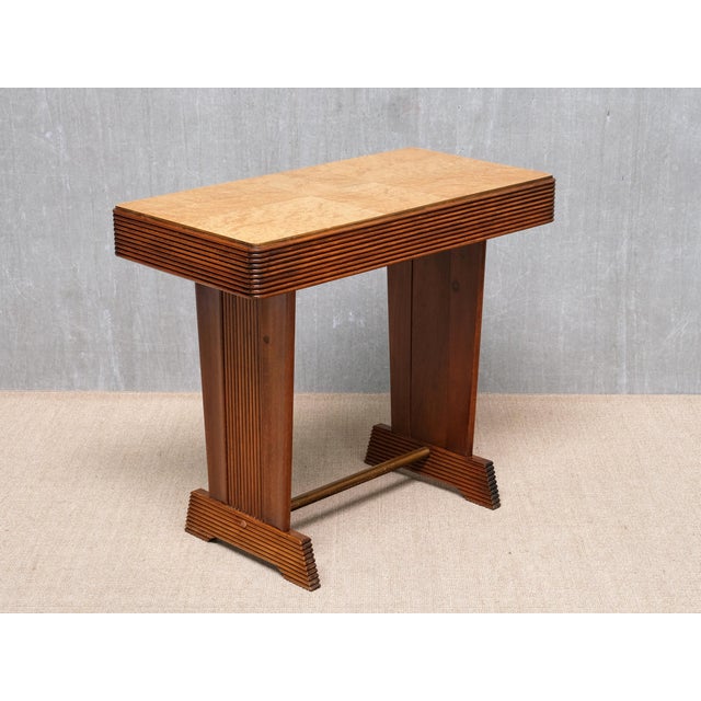 Gio Ponti Grissinato Console Table in Walnut and Burl attributed to Gio Ponti, Italy, 1930s For Sale - Image 4 of 15