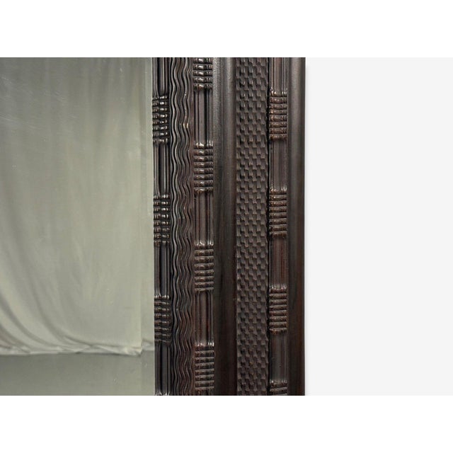 1900 - 1909 Baroque, Monumental Dutch Ripple Frame Wall Mirror, Ebonized Wood, 19th C. For Sale - Image 5 of 8