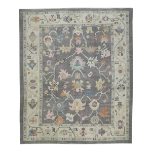 Early 21st Century Turkish Gray Multicolor Oushak Rug