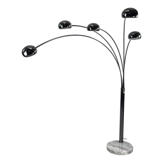 Midcentury Danish Bilka Multi Floor Light in Smoked Chrome with Marble Base, 1970s For Sale