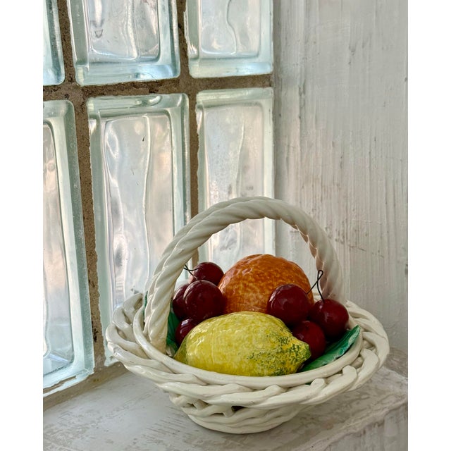 Ceramic Vintage 1970’s Italian Ceramic, Majolica Fruit Basket, in the Style of Bassano For Sale - Image 7 of 12