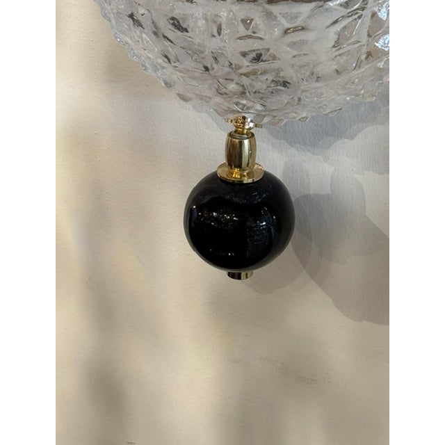 2000 - 2009 Pair of Murano Glass Black Ball Wall Sconces For Sale - Image 5 of 7