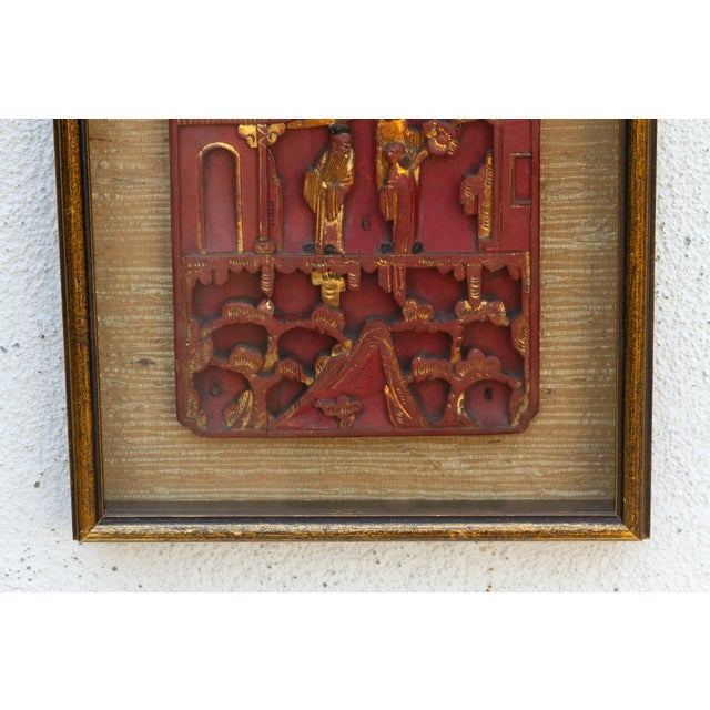 Late 19th Century Antique Framed Red & Gilt Carved Wall Art For Sale - Image 5 of 10