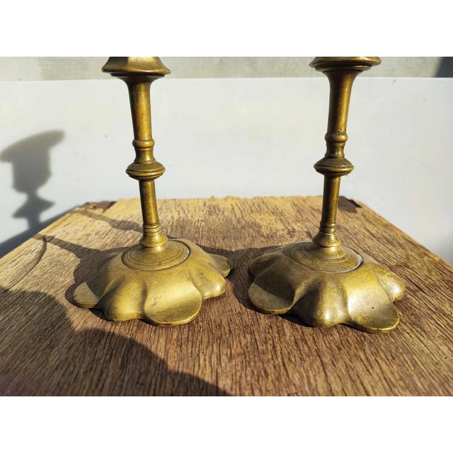 Antique Art Nouveau Brass Candleholders, Set of 2, in Very Good conditions. Designed 1890 to 1919