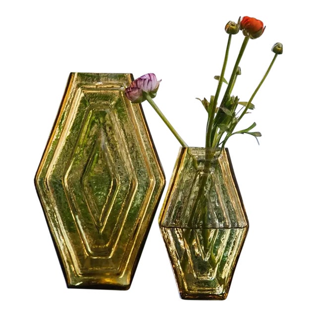 Large Infinite Hexagon Vase - Amber For Sale