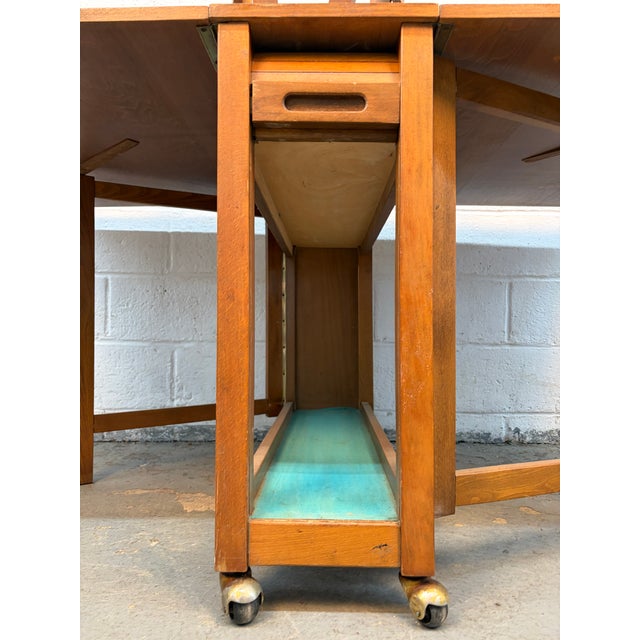 Mid 20th Century Mid 20th Century Drop Leaf Hide a Way Table W/ Four Folding Chairs For Sale - Image 5 of 18